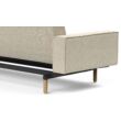 Splitback karfás ágyazható kanapé, latte szövet, világos fa láb