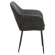 Emilia design karfás szék, szürke szövet/textilbőr, fekete fém láb
