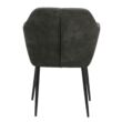 Emilia design karfás szék, szürke szövet/textilbőr, fekete fém láb