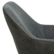 Emilia karfás design szék, szürke szövet/textilbőr, fekete fém láb
