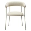 Plenti design karfás szék, törtfehér bouclé, törtfehér fém láb