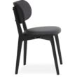 Zora design szék, fekete textilbőr, fekete lakkozott tölgy láb