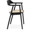 Newton design karfás szék, natúr fonat, feketére festett fa láb