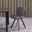 Batilda design szék, sötétszürke szövet, fekete fém láb