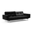 Splitback karfás ágyazható kanapé, fekete, króm láb