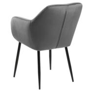 Emilia design karfás szék, szürke bársony, fekete fém láb