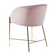 Nelson design karfás szék, rózsaszín bársony, aranyozott króm láb