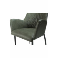 Rombo design karfás szék, zöld textilbőr