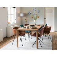 Feston design karfás szék, vintage barna textilbőr