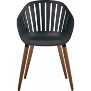 Cannes kerti szék, fekete, eukaliptusz láb
