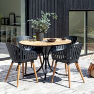 Cannes kerti szék, fekete, eukaliptusz láb