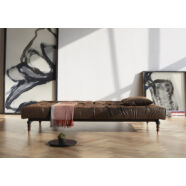 Oldschool ágyazható kanapé, 461, vintage barna textilbőr