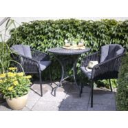 Korsika kerti kávézóasztal, mozaik asztallap, fekete fém láb