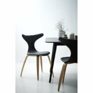 Dolphin design szék, fekete textilbőr, tölgy láb