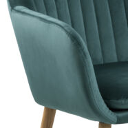 Emilia design karfás szék, üvegzöld bársony