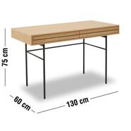 Doppler íróasztal, 2 fiókos, lakkozott tölgy