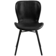Batilda design szék, fekete textilbőr, feketére festett fa láb