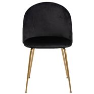 Louise design szék, fekete bársony, sárgaréz láb