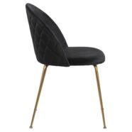 Louise design szék, fekete bársony, sárgaréz láb