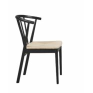 Norrland design szék, fonott ülőlap, fekete fa láb