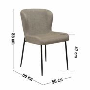 Glam design szék, taupe bouclé, fekete láb