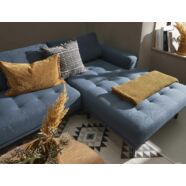 Halfdan jobb ottomános kanapé, sötétkék, fekete fém láb