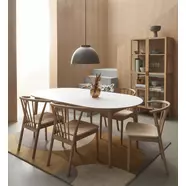 Norrland design szék, natúr fonott ülőlap, fehérített tölgy láb