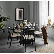 Norrland design szék, fonott ülőlap, fekete fa láb