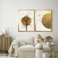 A tree on a background of a golden sun kép, 53x73 cm