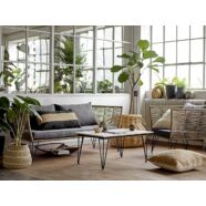 Mundo kültéri lounge fotel, szürke szövet, barna váz