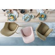 Layla design szék, magas karfa, szürke szövet, fekete fém láb