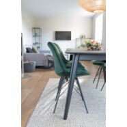 Oslo design szék, sötétzöld bársony, fekete láb