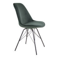 Oslo design szék, sötétzöld bársony, fekete láb