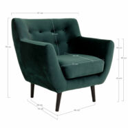 Monte design fotel, sötétzöld bársony