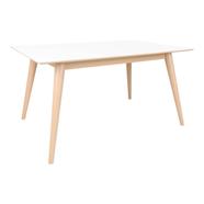Copenhagen design bővíthető étkezőasztal, fehér asztallap, natúr láb, 150/230x95x74cm