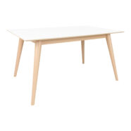 Copenhagen design bővíthető étkezőasztal, fehér asztallap, natúr láb, 150/230x95x74cm