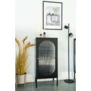 Adelaide tálaló, fekete, hullámos üvegajtóval, 50x35x110cm