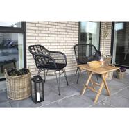 Trieste kültéri karosszék, fekete polyrattan, párnával