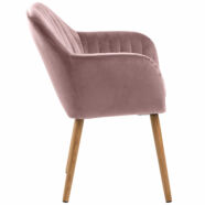 Emilia design karfás szék, rózsaszín bársony, olajozott tölgy láb