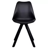 Bergen design szék, fekete PU, fekete gumifa láb