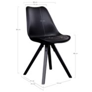 Bergen design szék, fekete PU, fekete gumifa láb