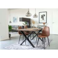 Stockholm design szék, barna PU, acél láb