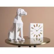 Origami ülő kutya szobor, matt fehér