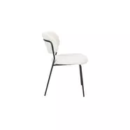 Jolien design szék, fehér bouclé, fekete acél láb