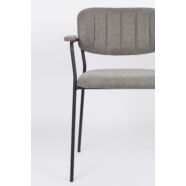 Jolien karfás design szék, szürke szövet, fekete acél láb