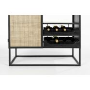 Guuji bortartó szekrény, fekete/rattan, 100x80 cm