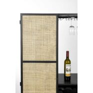 Guuji bortartó szekrény, fekete/rattan, 175x80 cm