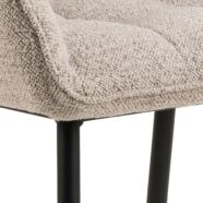 Brenda karfás design szék, bézs szövet, fekete acél láb