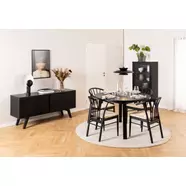 A-Line bővíthető étkezőasztal, fekete, matt lakkozott tölgy