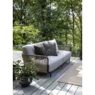 Vesina 3 személyes kerti kanapé, bézs, fekete acél váz